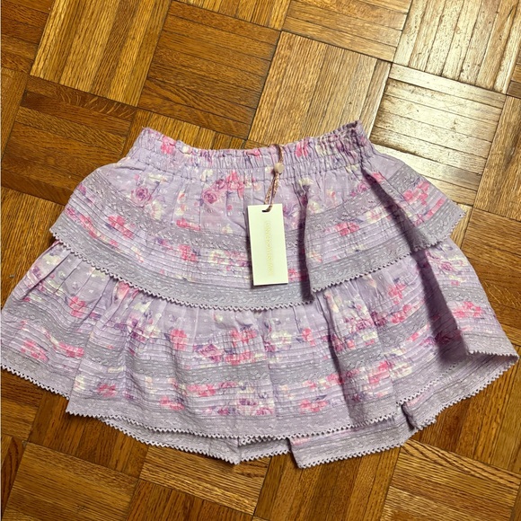 LOVESHACKFANCY Ruffle Mini Heirloom Print Skirt Hibiscus size xs - Picture 6 of 8